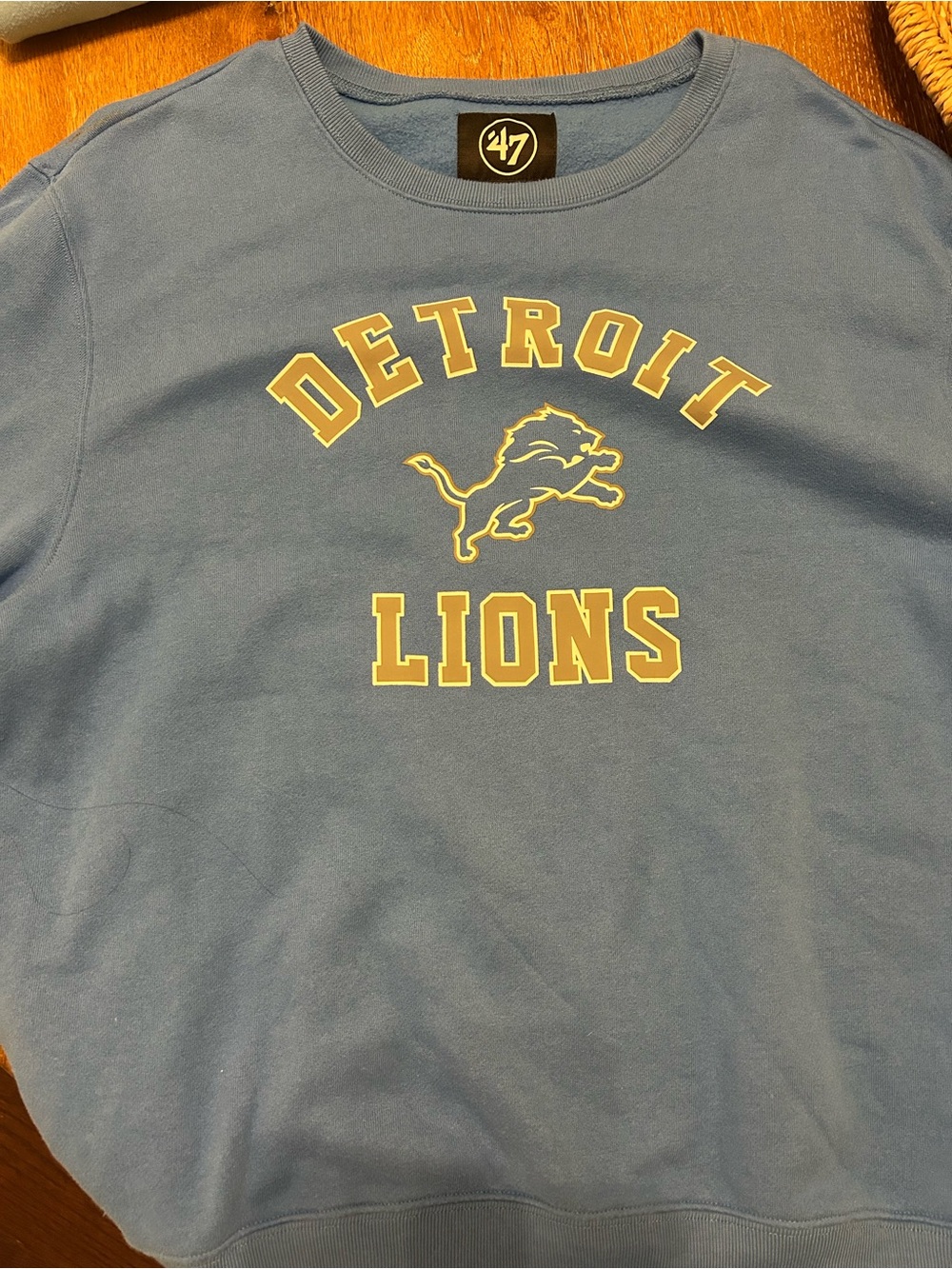 47 Kids Light Blue Detroit Lions Crewneck Sweatshirt with Gold Logo